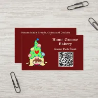 QR Code Gnome Hometown Bakery Dark Red Business Card