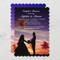 Silhouette Bride & Groom Sunset Couples Shower Invitation