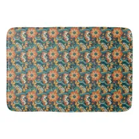 Retro Floral Pattern Bath Mat