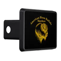 Gold Bison Portrait With Forest Silhouette Design Hitch Cover