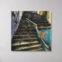 Urban Art on Stairs Abandoned Building Canvas Print