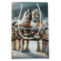 Festive Horses and Christmas Lights  Medium Gift Bag