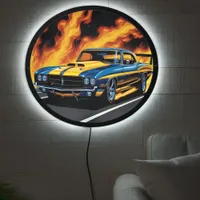 Hotrod racing at sunset LED sign