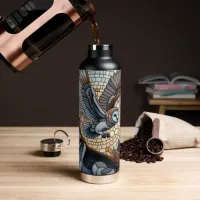 Owl and Wolf Mosaic Nature Ai Art  Water Bottle