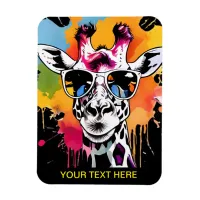Cute colourful Giraffa with sunglasses splash Magnet