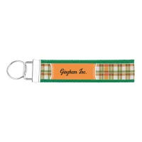 Green Orange Gingham Wrist Keychain