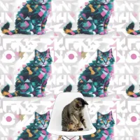 Modern Abstract Cat, Geometric Shapes Peel & Stick Wallpaper