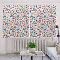 Heart and Flower Drawings Blackout Curtains