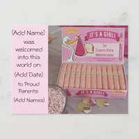 Pink Bubblegum Cigar Baby Girl Announcement
