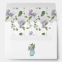 Watercolor Purple Sweet Pea Flowers Return Address Envelope