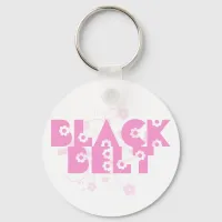 Pink Flowers Martial Arts Black Belt Keychain