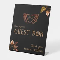 Gothic Heart Whimsigoth Copper Wedding Guest Book Pedestal Sign