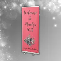 Happy 50th Birthday Red and Black Roses | Retractable Banner