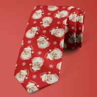 Vintage Santa Claus Red Christmas Snowflake Neck Tie