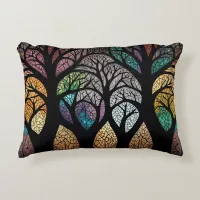 Enchanted Forest: A Stained Glass Masterpiece Accent Pillow