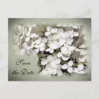 White Hydrangea Floral Save the Date Announcement Postcard