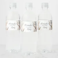 Rustic Pampas Wedding Water Bottle Label