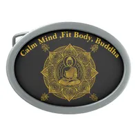 Golden Buddha Surrounded by Intricate Patterns Belt Buckle