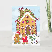 Holly Jolly Christmas Gingerbread House Card