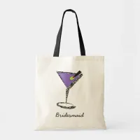 chic purple martini tote bag