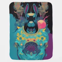 Colorful Year of the Rabbit 08 AI Art Baby Blanket