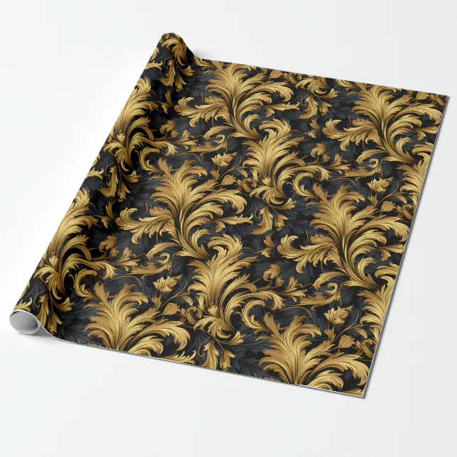 Black and Gold Classy Elegant Pattern Wrapping Paper