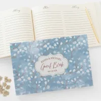 Watercolor Snowdrops Wedding V2 Dusty Blue ID726 Guest Book