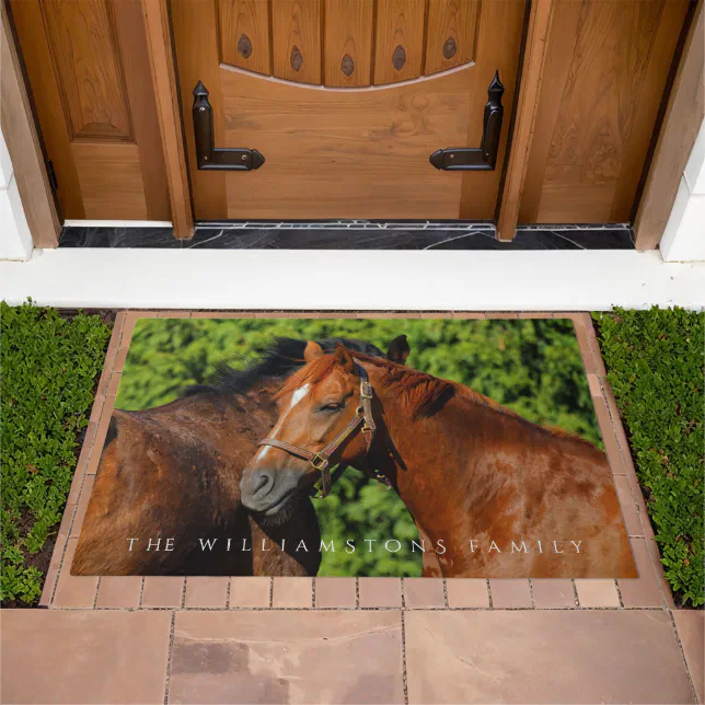 Beautiful Chestnut Horses in the Summer Sun Doormat