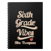 Back School Vibes Boho Retro Personalized Teacher Notebook