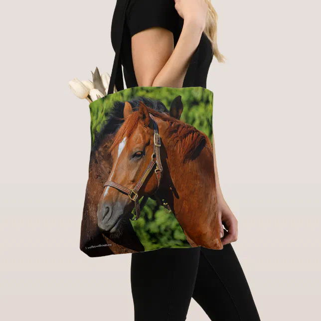 Two Beautiful Chestnut Horses in the Sun Tote Bag