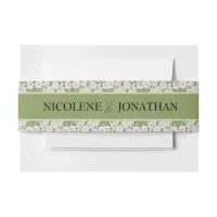 Elegant Floral Embrace Wedding  Invitation Belly Band