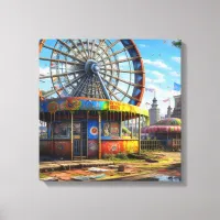 Abandoned Carnival Ferris Wheel Ai art Canvas Print