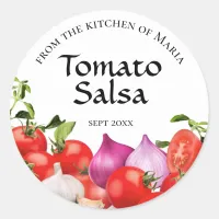 Canning Round Label Tomato Salsa Homemade Preserve