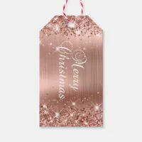 Glittery Rose Gold Foil Merry Christmas Gift Tags