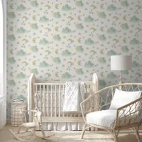 Gender Neutral Cloud Star Moon Baby Nursery Wallpaper