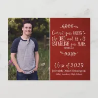 Christian Graduation Bible Verse Typography | Red Postcard