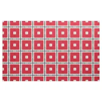 Red Black and White Squares Geometric Pattern Fabric