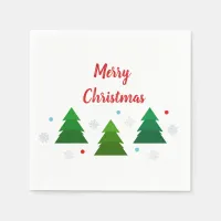 Christmas tree forest, snowflakes, red blue dots napkins