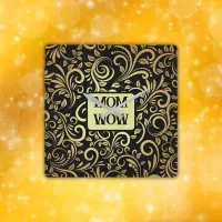 Gold & Black - MOM - WOW |  Square Wall Clock