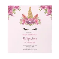 BUDGET Watercolor Floral Unicorn Pink Invitation Notepad