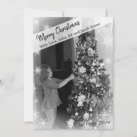 Add Your Photo Snowflake Black and White Christmas Invitation