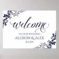 Wedding Welcome Sign | Navy & Dusty Blue Vines