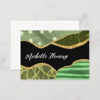 Green and Gold Linen Fabric Business Card