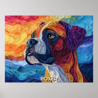 Boxer Paper Quilling Art Dog Portrait Poster