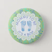 Mommy to be Blue & green Baby Shower Button