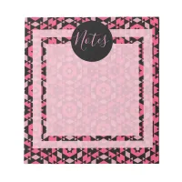 Pink & Black Tribal Geometric Pattern Customizable Notepad
