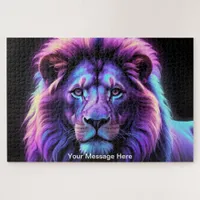 Neon Majesty Vibrant Lion Colorful Wildlife Art   Jigsaw Puzzle