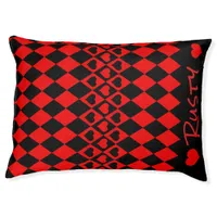 Red & Black Harlequin with Hearts Dog Bed