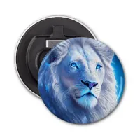 Beautiful White Mystical Lion with Blue Eyes   Bottle Opener