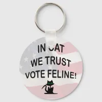 Vote Cat with American Flag Keychain